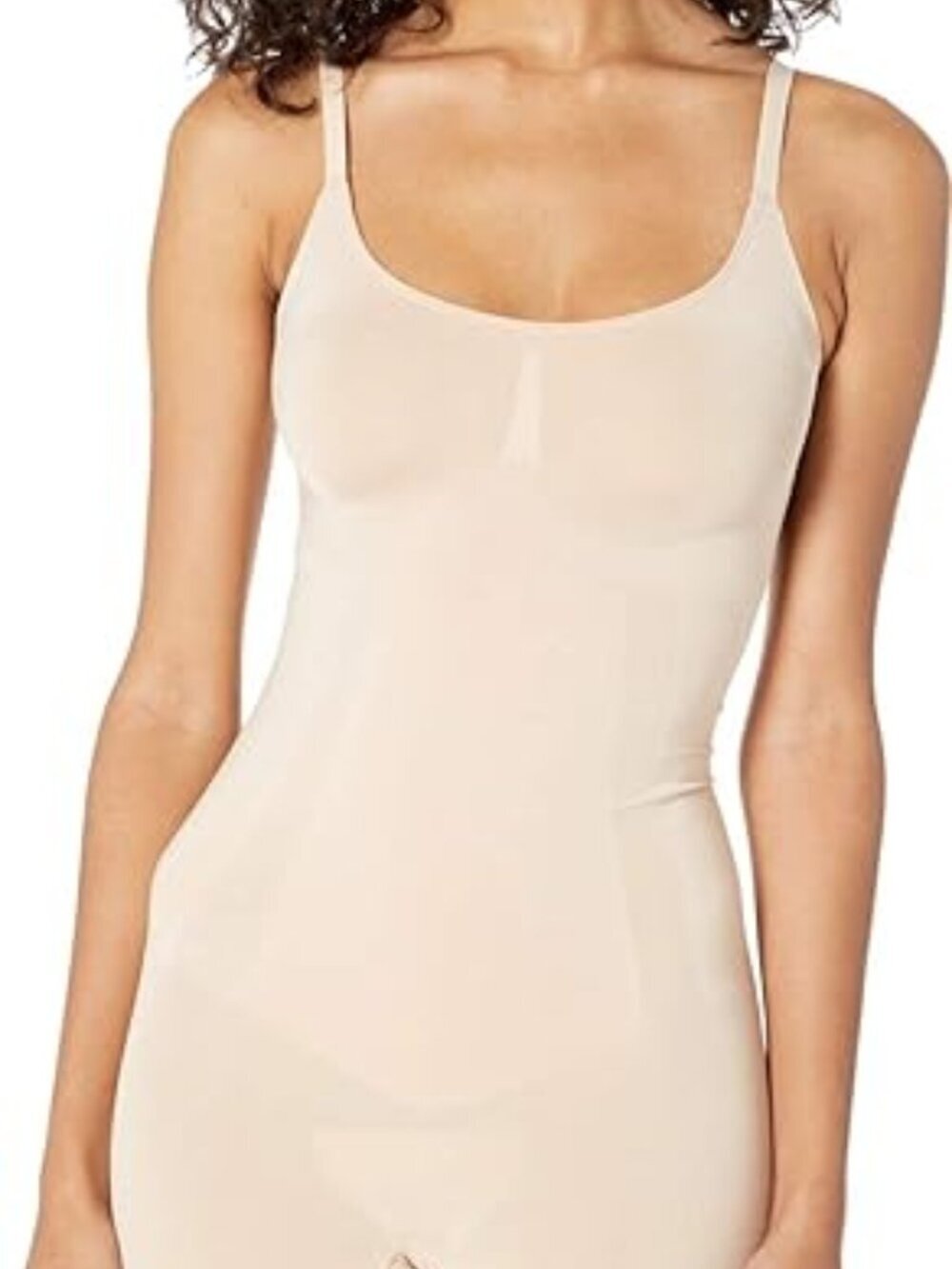 SPANX Oncore Tummy Control Mid-Thigh Compression Bodysuit Nude L